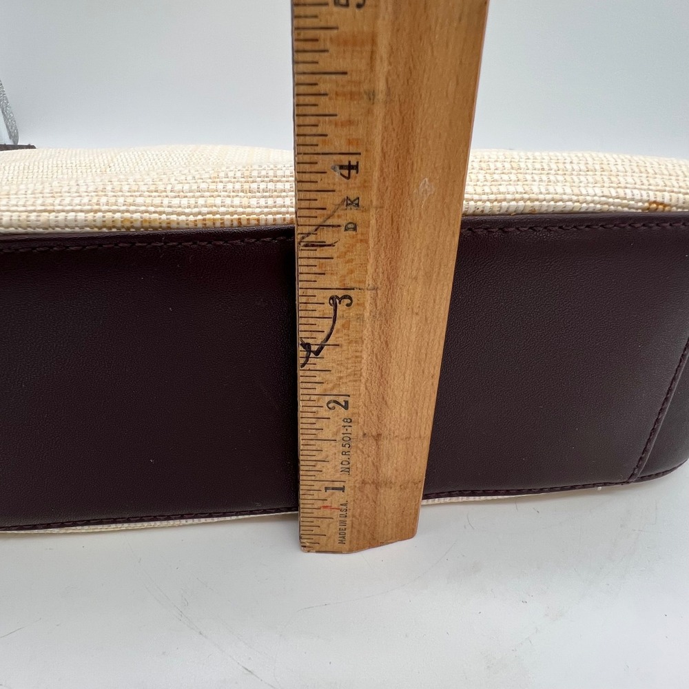 Etienne Aigner Shoulder Bag Small Cream Brown Woven Leather Turn-Lock VTG 80s - Picture 5 of 14